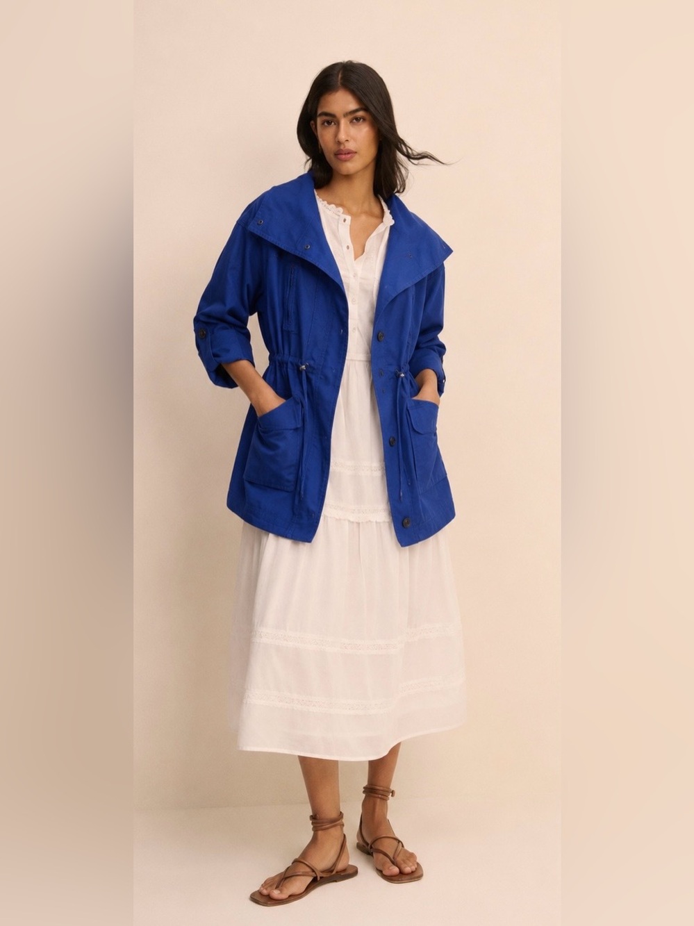 Ruby Rd Blue Funnel Neck Utility Jacket Plus Size 24W - Picture 7 of 9